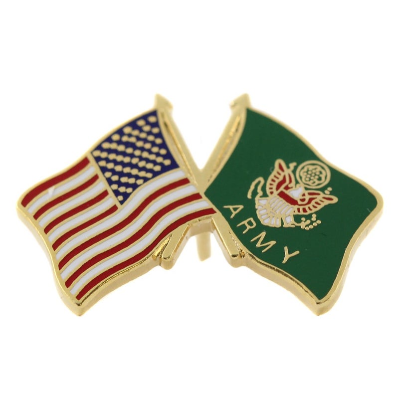 Mitchell Proffitt United States Army Seal Flag with American Flag Pin Military Collectibles, Red White Blue Green Gold, 1 inch